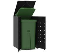 Ordellia Boîte à poubelles pour 1 tonne noire en acier revêtu par pulvérisation 69 x 79 x 117 cm, couvercle à ressort à gaz, fentes d'aération, pour tonneaux de 120 et 240 l, jardin, terrasse, cour