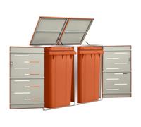 Ordellia Boîte à poubelles pour 2 tonnes - Cadre en acier inoxydable - 138 x 77,5 x 112,5 cm - Revêtement pour bac à ordures - Revêtement de conteneur dans le jardin, la cour et la terrasse
