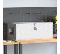 Ordellia Boîte de rangement argentée en aluminium - 70 x 31 x 27 cm - Boîte à outils avec fermeture - Mallette à outils pour transport, stockage, atelier et garage - Avec clé - Pour accessoires