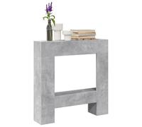 Ordellia Bordure de cheminée gris béton en bois - 81 x 18 x 82 cm - Accessoires de cheminée pour flammes LED - Résistant à l'humidité - Étagère décorative - Support mural