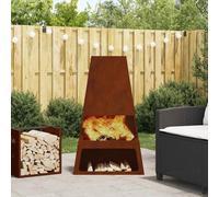 Ordellia Boule de feu rouillée en Acier patiné 60 x 35 x 100 cm, Foyer extérieur Moderne pour Jardin terrasse, Chauffage Bois, résistance à la Rouille, Grande capacité, Portable