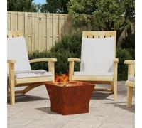 Ordellia Brasero marron en acier résistant aux intempéries 40 x 40 x 30 cm pour jardin et terrasse carré durable résistant à la chaleur 600 degrés pour soirées conviviales en plein air