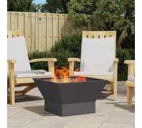 Ordellia Brasero noir en acier 60 x 60 x 35 cm, foyer de jardin robuste pour terrasse et extérieur, carré, résistant à la chaleur jusqu'à 600 °C, pour des soirées confortables et une décoration