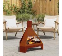 Ordellia Brasero Rouillé 50 x 43 x 52 cm Acier patiné pour extérieur cheminée Moderne Robuste résistant à la Rouille et à la Chaleur idéal pour Jardin terrasse et espaces Cosy