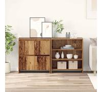 Ordellia Buffet 2 pièces en Bois d ingénierie Couleur Bois Ancien, 70 x 41 x 75 cm, bahut Enfilade avec 4 Portes à charnières pour Salon Cuisine entrée, Rangement Vaisselle et déco