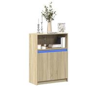 Ordellia Buffet avec éclairage LED RVB chêne Sonoma 72 x 34 x 100 cm en Bois d ingénierie, Portes et vitrine pour Salon Salle à Manger