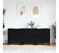 Ordellia Buffet bahut Enfilade 3 pcs chêne Noir 60 x 35 x 70 cm, Meuble Rangement à 4 Portes, Bois d’ingénierie, Salon Salle Manger entrée Couloir, Gain Place élégant