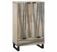 Ordellia Buffet bahut Enfilade en Bois de manguier Blanc et Noir 60 x 33,5 x 100 cm avec 3 Portes Rangement Salon Salle à Manger Cuisine pour Vaisselle