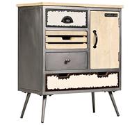 Ordellia Buffet bahut Enfilade en Bois de manguier Massif et Acier, 65 x 33 x 76 cm, 4 tiroirs et 1 Placard, Meuble de Rangement Salle à Manger Salon Couloir