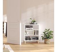 Ordellia Buffet Blanc 57x35x70 cm en Bois d’ingénierie, Meuble de Rangement avec 3 étagères, Armoire latérale Stable pour Salon Couloir Cuisine