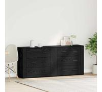 Ordellia Buffet chêne Noir en Bois d’ingénierie 160 x 33 x 70 cm, bahut Moderne avec 6 tiroirs, Rangement Cuisine Salle à Manger, Console pour Vaisselle et décor