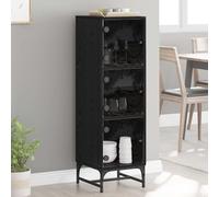 Ordellia Buffet chêne Noir en Bois d ingénierie 35 x 37 x 117 cm 3 Portes bahut Enfilade Commode pour Salon Salle à Manger Couloir Rangement élégant