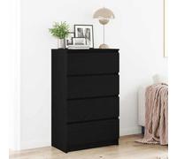 Ordellia Buffet chêne Noir en Bois d’ingénierie, 60 x 35 x 98,5 cm, avec 4 tiroirs, Rangement Salon Salle à Manger, desserte pour Vaisselle et comptoir décor