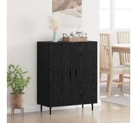 Ordellia Buffet chêne Noir en Bois d’ingénierie 69,5 x 34 x 90 cm avec 2 Portes, Rangement Salon Salle à Manger, bahut vaisselier pour Vaisselle et décor