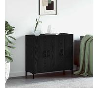Ordellia Buffet chêne Noir en Bois d’ingénierie 90 x 34 x 80 cm, Meuble de Rangement intérieur avec 3 Portes à charnières, pour Salon Salle à Manger Couloir