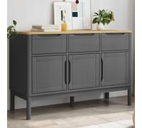 Ordellia Buffet Floro Gris en Bois de pin Massif 114 x 43 x 74 cm avec Portes et tiroir pour Salon Salle à Manger, Rangement Stable pour Vaisselle, TV et comptoir