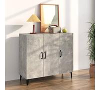 Ordellia Buffet Gris béton en Bois d ingénierie, 90 x 34 x 80 cm, Armoire de Rangement avec 6 Compartiments, Style Industriel pour Salon Salle à Manger Cuisine entrée, Fixation Murale