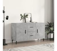Ordellia Buffet Gris béton en Bois d’ingénierie et métal 100 x 36 x 60 cm, bahut Armoire avec Portes et tiroirs, Rangement Salon Cuisine, Dessus Stable