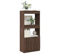 Ordellia Buffet Haut chêne Marron en Bois d’ingénierie, 63 x 33 x 140 cm, bibliothèque étagère, Meuble Armoire vitrine, Rangement Salon Bureau Chambre, 5 Niveaux, Fixation Murale
