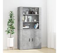 Ordellia Buffet Haut Gris béton en Bois d ingénierie 80 x 33 x 70 cm, Meuble de Rangement Mural, Console bahut avec Portes et tiroirs pour Salon Cuisine