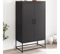 Ordellia Buffet Haut Noir 68,5 x 38,5 x 123,5 cm en Acier, Armoire de Rangement Industrielle avec 6 Compartiments, pour Salon Chambre Bureau,