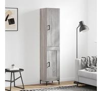 Ordellia Buffet Haut Sonoma Gris en Bois d ingénierie 34,5 x 34 x 180 cm Armoire de Rangement avec Pieds en métal Portes pour Salon Salle à Manger