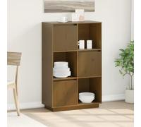 Ordellia Buffet Marron Miel en Bois Massif de pin 74 x 35 x 117 cm avec Porte réversible, étagères de Rangement, Meuble pour Salon Salle à Manger Cuisine entrée et Bureau