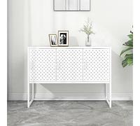 Ordellia Buffet moderne blanc, 105 x 35 x 75 cm, en acier robuste, avec 3 portes et pieds réglables, idéal comme armoire de rangement pour le salon et la salle à manger