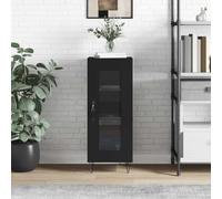 Ordellia Buffet Noir 34,5 x 34 x 90 cm en Bois d ingénierie, Armoire vitrine avec Porte en Verre, étagère, Rangement pour Salon Salle à Manger Cuisine entrée Couloir Bureau