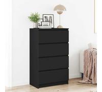 Ordellia Buffet Noir 60 x 35 x 98,5 cm en Bois d’ingénierie, 4 tiroirs pour Salon, Chambre ou Bureau, Rangement Console et Support TV pour Vaisselle