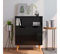 Ordellia Buffet Noir Brillant 60 x 30 x 72 cm en Bois d ingénierie, Armoire de Rangement à 3 Compartiments, avec Support pour Vaisselle et appareils multimédia