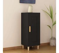 Ordellia Buffet Noir en Bois d’ingénierie 34,5x34x90 cm 3 Compartiments avec Porte, Enfilade bahut Rangement pour Salon, Cuisine et Couloir