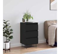 Ordellia Buffet Noir en Bois d’ingénierie 40 x 35 x 70 cm avec Pieds en métal 3 tiroirs bahut Rangement Salon Salle à Manger, Commode Pratique pour Console et Buffet