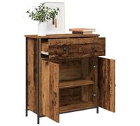 Ordellia Buffet Vieux Bois en Bois d ingénierie avec Verre, 70 x 30 x 80 cm, Rangement Salon Salle à Manger Cuisine entrée Couloir Chambre Bureau, Pieds réglables et Dessus Robuste