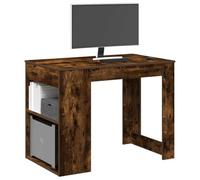 Ordellia Bureau avec tiroir et étagère en Bois d'ingénierie chêne fumé pour Espace de Travail ou séjour avec Rangement Pratique et Design modulable adapté à Appartement ou Bureau