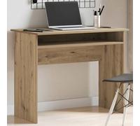 Ordellia Bureau chêne Artisanal Moderne 90x50x74 cm en Bois d'ingénierie pour étude, Travail, Ordinateur, Gamer, télétravail avec Rangement, Angle Pliable, réglable Hauteur Assis Debout