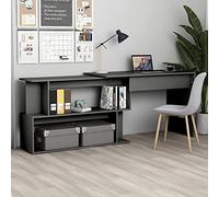 Ordellia Bureau d'angle Gris 200x50x76 cm en aggloméré, Meuble Informatique Polyvalent, adapté pour Ordinateur, télétravail et Espace limité, avec Rangement, Design Pliable et modulable pour Chambre