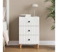 Ordellia Cabinet de Chevet Blanc en Bois d’ingénierie 43 x 41 x 66,5 cm, 3 tiroirs, Table Chevet Nuit, Meuble appoint, Rangement Compact pour Chambre, lit, Salon, Support Lampe réveil Livre