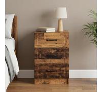 Ordellia Cabinet de Chevet Bois Ancien 43 x 41 x 63,5 cm avec 3 tiroirs, Meuble appoint étroit Vintage pour Chambre lit, Rangement Console