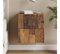 Ordellia Cabinet de Chevet Mural Bois Ancien en Bois d ingénierie, 33 x 34,5 x 40 cm, 2 tiroirs, Rangement Compact Suspendu pour Chambre, Salon, Support Lampe, réveil, Livre