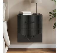 Ordellia Cabinet de Chevet Mural Noir en Bois d ingénierie 34,5 x 33 x 40 cm avec tiroir, Rangement Compact, étagère, pour Chambre, lit, Salon, Support Lampe et Livre