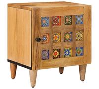 Ordellia Cabinet de Chevet Naturel en Bois de manguier Massif 40 x 33,5 x 46 cm, Rangement Compact, Meuble appoint Chambre lit, Style Vintage scandinave pour Lampe réveil Livre