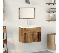 Ordellia Cabinet de Salle de Bain Mural en Bois d ingénierie avec 2 tiroirs poignées Acier Barre, Rangement, Ensemble mobilier Salle Bain Moderne