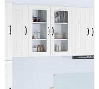 Ordellia Cabinet en Verre Mural Lucca 2 pcs Blanc, 40 x 31 x 80 cm, Bois d ingénierie, Placard Cuisine Mural pour Rangement Vaisselle, vitrine pour Salle à Manger et cellier