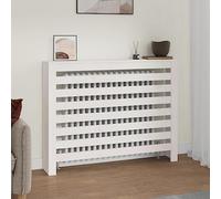 Ordellia Cache-radiateur blanc en pin massif 108,5 x 19 x 84 cm, design à lamelles, étagère pour livres, salon et salle de bain, montage mural, cache-radiateur décoratif