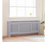 Ordellia Cache-radiateur MDF Gris 142-205 cm avec étagère, Support Fixation, Isolant Thermique pour pièce Maison Hiver, Accessoire Chauffage, réglage température, Robustes Lattes Horizontales