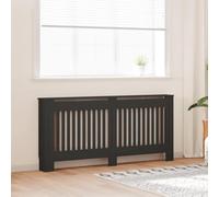 Ordellia Cache-radiateur noir 172 x 19 x 81,5 cm en bois avec lattes verticales, panneau MDF pour chauffage de salon, montage mural facile