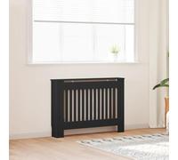 Ordellia Cache-radiateur noir en bois 112 x 19 x 81,5 cm avec lattes verticales, accessoires de radiateur pour salon, montage mural, rangement et étagère