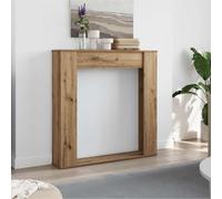 Ordellia Cadre de cheminée en Bois d'ingénierie chêne Artisanal 100x20x100 cm pour Foyer électrique avec étagère Pratique et Fixation Murale sécurisée Compatible avec Flamme LED