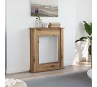 Ordellia Cadre de cheminée en Bois d'ingénierie chêne Artisanal 75x20x87,5 cm pour Foyer électrique avec étagère, Compatible avec Flammes LED, Design Stable et Durable pour décoration intérieure
